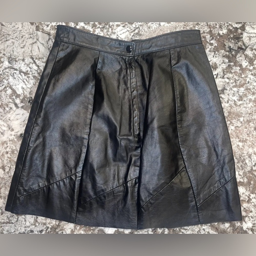 Vintage Northside Fashions Brand Black Leather Mini Skirt Size 11
